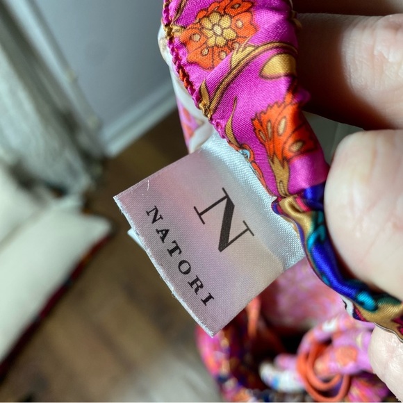 Natori Vibrant Multicolor Patterned Pajama Satin Pants - Picture 3 of 4